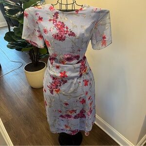 Norm Thompson Floral Midi Dress in Lavender and Pink